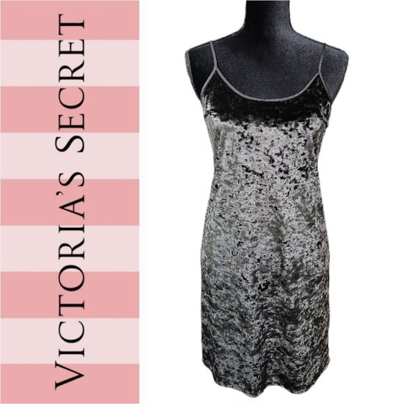 Victoria’s Secret Black Velvet Slip Mini Dress Nightie Size XS - Picture 3 of 8